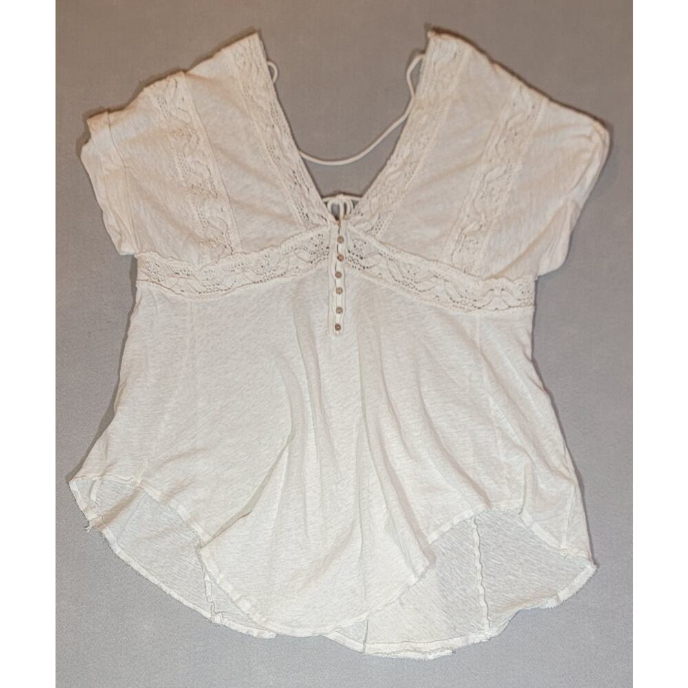 Free People Way Out There Double V Handkerchief Tunic White M
